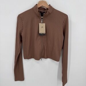 Nike Jordan Women's Long Sleeve Cropped Full Zip Top Size Large Sporty Stretch
